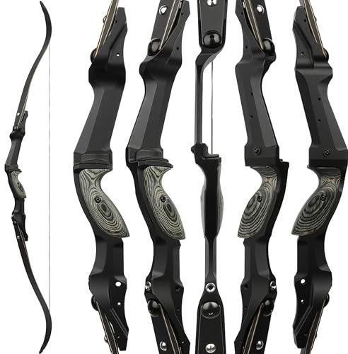 SHARROW Recurvebogen Set Erwachsene 30-65Lbs ILF Bogen Riser Wettbewerbsbogen BogenschießEn Set Jagdbogen Recurve Bogen Links Rechtshänder (Schwarz-Rechtshänder, 64Zoll-65LBS)
