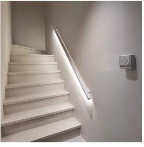 Rygcrud Corrimano per Scale A LED per Scale Interne, Corrimano Illuminato Notturno per I Corridoi delle Scale, Maniglione A Parete in Alluminio - Luce di Passaggio per Corridoi(Bianco,150 cm)