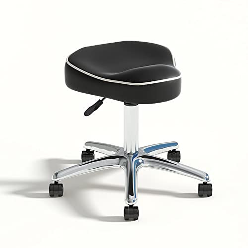 Generisch Sattelhocker Massagedrehstuhl für Beauty Tattoo Lash Clinic Zahnarzt Spa Salons Studio, Verstellbarer Rollhydraulikhocker auf Rädern,C