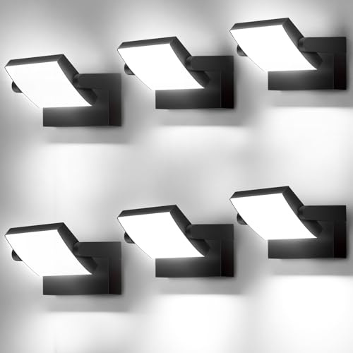 GXXG 6 Pièce 40W Applique Murale Extérieure 4000Lm Noir Applique Exterieur avec panneau LED pivotant à 350° Projecteur LED 6000K Blanc Froid Applique Intérieur étanche IP65
