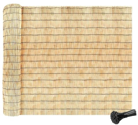 LRHELPBNR Valla De Caña Natural Valla De Caña Valla Jardin Exterior Tejido A Mano, Parasol, Impermeable para Patio Al Aire Libre Valla Pantalla De Caña Natural Decorativa(0.61x5m/2x16.4ft)