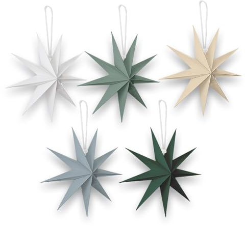 Festicy Lot de 5 Etoile Papier a Suspendre I 30cm Tons Pastels I Deco Etoile de Noel I Decoration Noel I Moderne Decoration Maison I Durable pour Ambiance chaleureuse