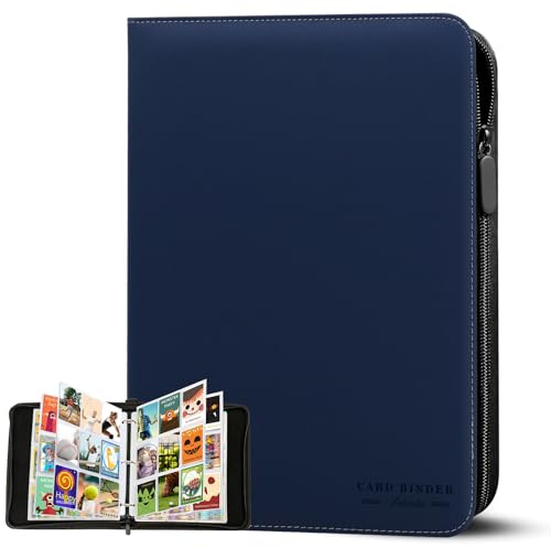 Sammelkarten Album 9 Fächern - 40 Seiten Album Sammelmappe bis zu 720 Karten - Binder Heft für Spielkarten wie Yu-Gi-Oh, Magic, Sportkarten - Blau