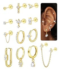 MILACOLATO örhängen stiftörhängen guldset för kvinnor kreoler 14K förgylld silver piercing brosk helix öra 20 g gyllene rostfritt stål litet allergivänliga damörhängen örhängen smycken kvinnor