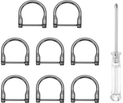 sourcing map 8 anillos en D con grillete atornillado de 2,5 cm de metal en forma de U, semicírculo en D, llavero con destornillador para manualidades, llavero, collar, accesorios, pistola negra