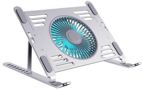 Soporte de almohadilla de refrigeración para portátil con soporte de aluminio plegable y soporte de controles de velocidad variable, enfriadores ajustables para laptop