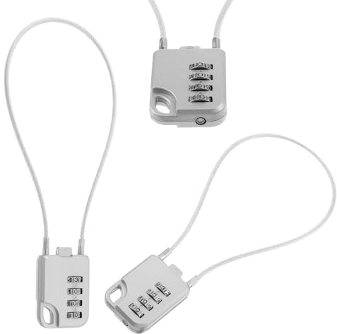 2 candados de combinación de 4 dígitos reajustables de diseño compacto con cable de 12 pulgadas de largo, candado de cable de combinación pequeña con combinaciones, cables de acero inoxidable