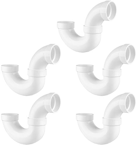 (5 Pack) Lidertik 2 inch PVC P Trap Weld Joint for Shower Drain and PVC Pipe LI-SLGJ2-22(5 Pieces)