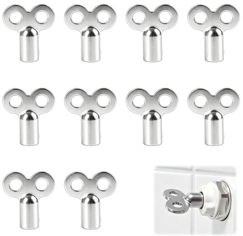 10 Piezas Llave de Radiador, Llave para Radiadores, Llaves de Purgado de Radiador 5 mm, Reduce el Ruido y Mejora la Eficiencia de Calefacción, Aleación de Zinc, Ideal para Sistemas de Calefacción