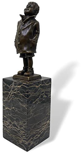 aubaho Bronzeskulptur Junge 28cm Bronze Figur Statue Bronzefigur im Antik-Stil