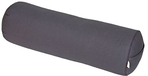 Yogabox Yogabolster Basic für Yin-Yoga, Ø22 cm, Yoga Rolle mit Buchweizenschalen Füllung, Waschbarer Bezug aus 100% Baumwolle, Yoga Bolster Rolle für Restorative Yoga, grau