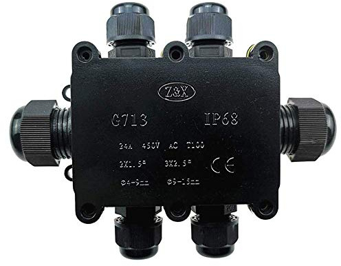Waterproof Junction Box, IP68 Plastic Waterproof Connectors for Outdoor Lighting External Electrical Junction Box Black