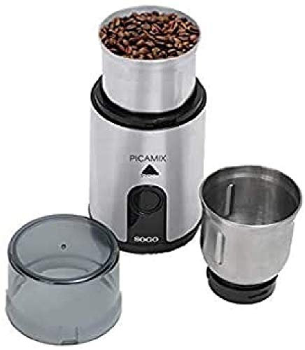 Sogo Molinillo Café Eléctrico 160W - Molinillo para Triturar Café y Especias con 4 Cuchillas de Acero Inoxidable con Seguridad con Tapa PicaMix – Molinillo Café Motor Potente – Coffe Grinder Negro