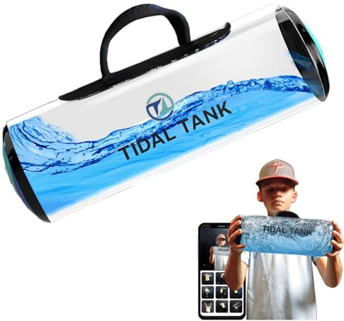 Tidal Tank - The Original - SandBag Alternative 7 lbs - Adjustable Aqua Bag and Power Bag with Water - Core and Balance Aquabag - Portable Stability Fitness Equipment (Hand Tank (max 7 lbs), Blue)