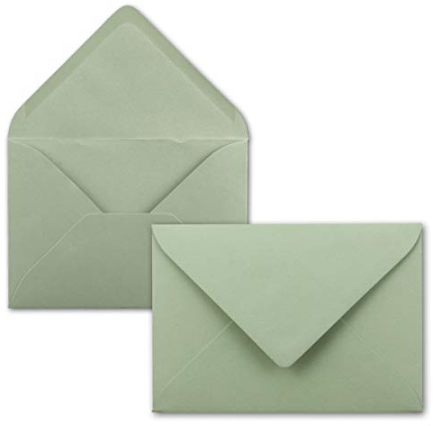 25x Enveloppes B6-17,5 x 12,5 cm - Vert Eucalyptus - collage humide avec rabat pointu - 120 g/m² - pour mariage, cartes de vœux, invitations