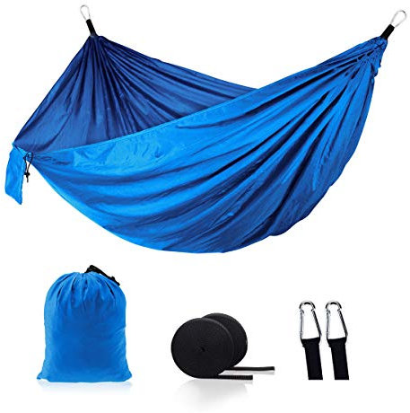 Surwin Aufhängung Hängematte mit Gestell Haken, Hängematte Outdoor Atmungsaktiv Schnelltrocknendes, Entspannung Hängesessel Tragbare mit Tragetasche für Terrasse Hof Garten (Navy blau)