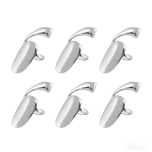 Anillo de uñas para mujer, 6 unidades, aleación retro, anillos de punta de dedo, anillos de punta de dedo, protección de uñas, anillo de decoración de uñas para Halloween Cosplay (plata)