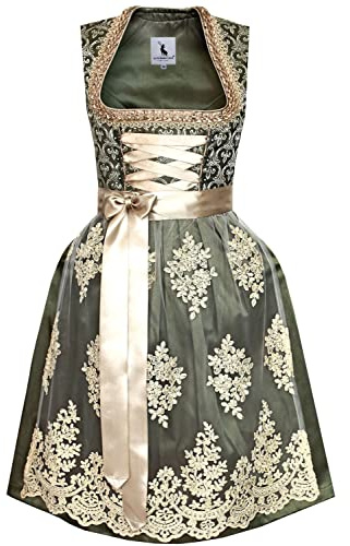 Alpenmärchen Midi Dirndl aus Exklusiver Kollektion inkl. Schürze Gr.32-54 - ALM909