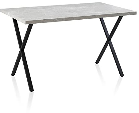 TUKAILAi 120 cm Dining Table, Rectangle Grey Marble Effect Kitchen Table with X-Shaped Metal Legs, 4-6 Seater Wooden Dining Table for Home Dining Room Restaurant