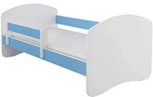 BDW Kinderbett mit Matratze - NEU, 140/160/180/190 Kinder (Blau, 140x70)