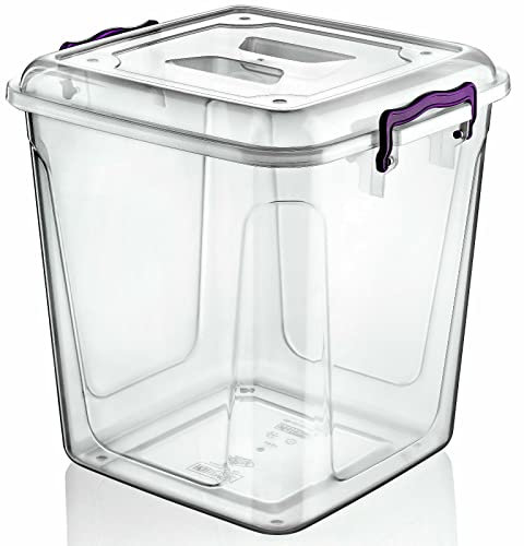 Best House 5 Litres Deep Clear Storage Box Container with Lid Square and Handles, Stackable Organizer Bin for Home, Kitchen, Garage, and Store Cloths, Boots, Toys, Food, and Accessories (Pack of 2)