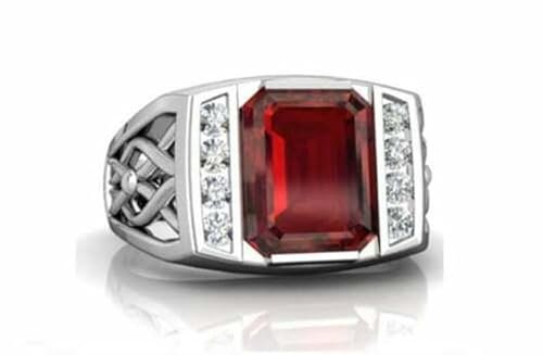 HARSHALI GEMS Natürlicher zertifizierter Rubin 7 Karat Ring, 925 Sterling Silber, handgefertigter Ring für Damen und Herren, Jahrestagsgeschenk., Edelstein, Goldstein
