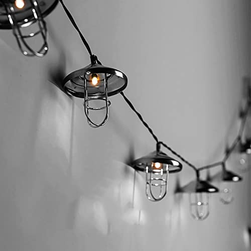 KINGCOO Solarlaterne Vintage Lampenschirm Lichterketten, 5M 20LED Warmweiß Polygon Metall Laterne Käfig Lichter Solarbetriebene Dekorative Hängeleuchten für Home Patio Garten Hochzeit (Schwarze)