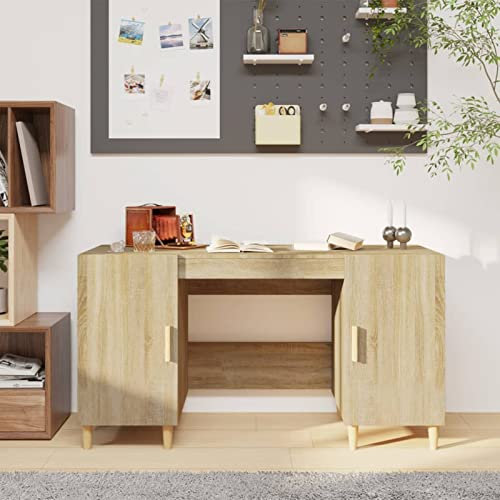 Tidyard Schreibtisch Computertisch Bürotisch Laptoptisch Büromöbel PC Tisch Arbeitstisch Holzwerkstoff Sonoma-Eiche 140x50x75 cm