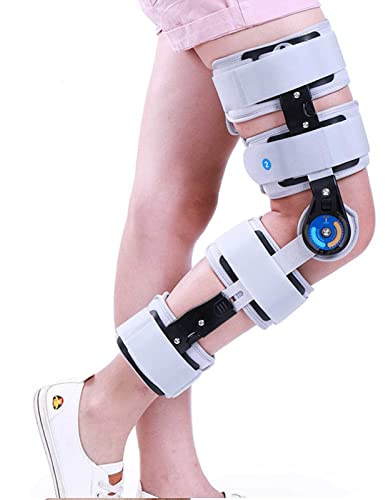 Ortesis de rodilla con bisagra Rodillera ROM con bisagras, rodillera postoperatoria, protector ortopédico médico, inmovilizador, estabilizador de soporte ortopédico ajustable después de la cirugía, a