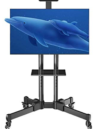 Soporte de TV Soporte de TV móvil con ruedas giratorias, Carro de TV Soporte de soporte de TV universal 32 43 50 55 65 Pulgadas Pantallas de plasma Lcd Led, Soporte de piso de TV con estantes Adecuado