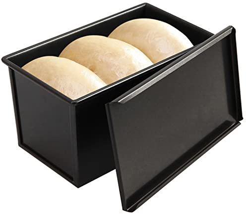 fanelod Pullman Loaf Tin, Aluminum Loaf Pan with Lid, Non Stick Box, High Heat Resistant Loaf Pan, Household Bakeware Pan for Baking Bread, Cheesecakes