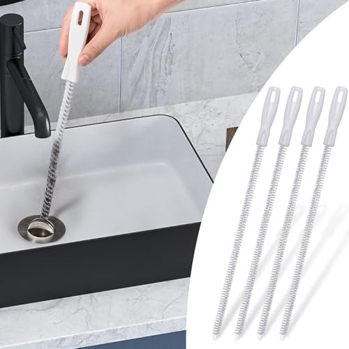 Alyvisun 4 Piezas Cepillo de Limpieza de Tuberías, Flexible Cepillo de Limpieza para Desagüe, 45cm Cepillos para Tuberías Cepillo Limpiador de Conductos para Desatascar Tuberías de la Cocina y el Baño