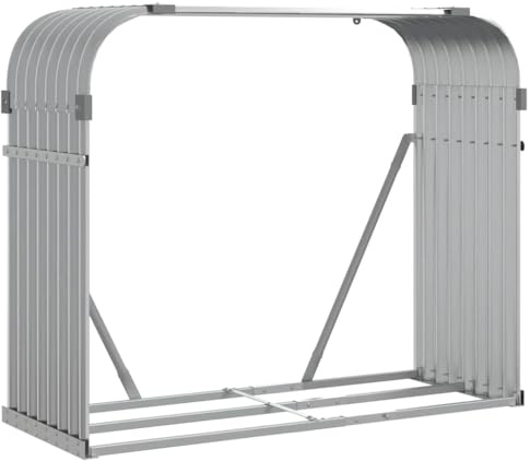 vidaXL Log Holder Light Grey 120x45x100 cm Galvanised Steel