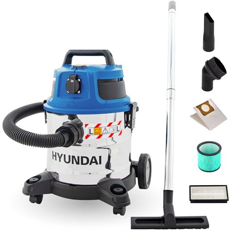 HYUNDAI Nass- / Trockensauger VCWD1620E, 1600 W, 20l Edelstahltank, Sauger mit Ausgangssteckdose, Master-Slave-Funktion (Staubsauger, Waschsauger, Industriestaubsauger)
