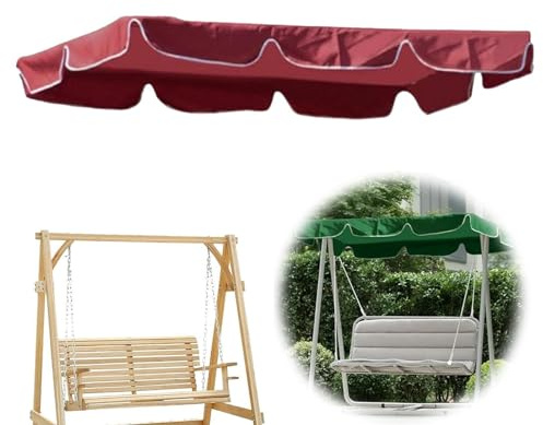 Hollywoodschaukel Dachbezug, Wasserdicht Universal Ersatzdach, Dach Hollywoodschaukel 3 sitzer, Sonnendach für Hollywoodschaukel, Vordach zur Einfachen Montage, 195 x 125 cm(Red)