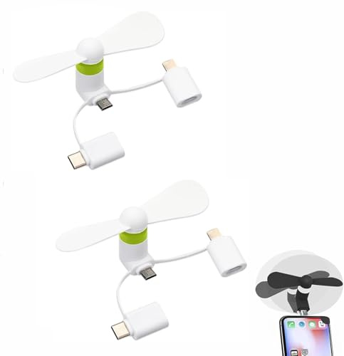 Rakiuty Mini-Handy-Ventilator,Mini-Handy-Lüfter,Tragbarer Kühler Rotierender Ventilator,Tragbarer Mini-USB-Handy-Lüfter,Kompatibel mit Type-C-Port (Weiß)