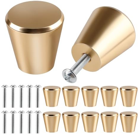 Rinwywey 10 Stück Möbelknöpfe Gold 25mm Schrankknöpfe Möbelknöpfe mit Schrauben für Schublade, Schrank, Möbel, Küchenschränke, Kleiderschrank (Gold)