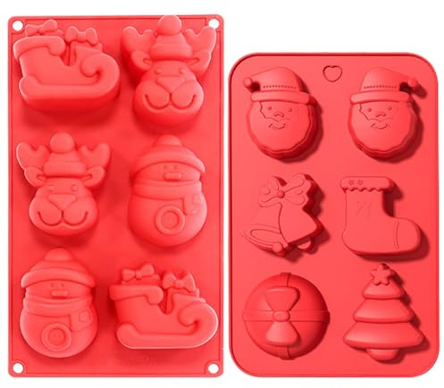 YXHZVON Silikon Schokoladenform Weihnachten, 2 Stück Patisserie Silikonformen, Schokoladenform für Schokolade, Kuchen, Gelee, Mousse