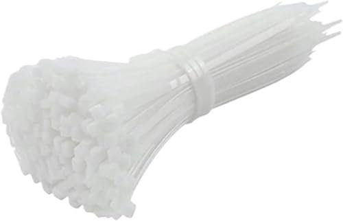 Colliers de serrage en plastique et nylon, 100 pièces, largeur 3,6 mm, taille standard, collier de serrage en nylon autobloquant, 4 x 100, blanc