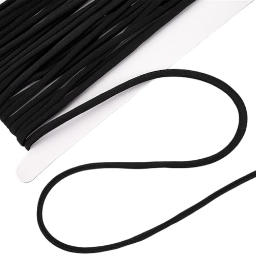 FINGERINSPIRE 9M Corda per Tappezzeria Rivestita In Raso Nero 5mm Corda Decorativa Intrecciata Filo di Seta Satinato Corda In Poliestere Satinato per La Creazione di Gioielli Braccialetti Collane