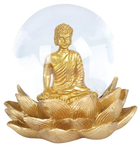 Cabilock Unique Desktop Buddha Ornament Glass Dome Buddha Statue Lotus Base Home and Garden Decor