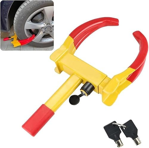 VIVAAS Wheel Clamp Lock Heavy Duty Car Wheel Lock Clamps, Caravan Lock Car Clamp with 2 Keys Antitheft Locking Devices Motorhome Wheel Clamp Security Anti Theft Trailer