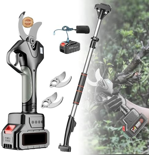 KYZTMHC Tijeras de podar eléctricas, Tijeras de podar eléctricas inalámbricas, diámetro de Corte de 45 mm, podadora a batería, Pantalla LCD, Tijeras para Ramas de setos, arbustos y huertos(1battery)