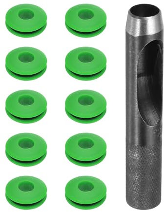 QUARKZMAN Kit de Herramientas de Ojales para Lona, 12mm Alicate Negro para Ojales, 10Pcs Arandelas de Plásticos Ojales, para Lonas Textiles Cortinas Carpas Toldos Sujeción Clip, Verde