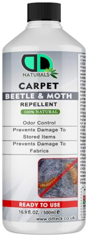 DD Teck 100% Natural Carpet & Clothes Moth Killer – Safe, Eco-Friendly, Odour-Control – Kills Moths, Eggs & Larvae – Multipurpose Use on Carpets, Upholstery & Hard Surfaces (500ml)