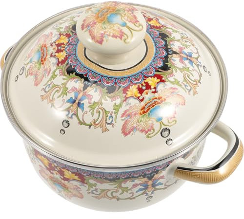 OFFSCH Olla De Esmalte Vintage Con Tapa Gruesa Para Cocinar Sopa Casa De Resistente Al Desgaste Con Doble Asa Para Estofado