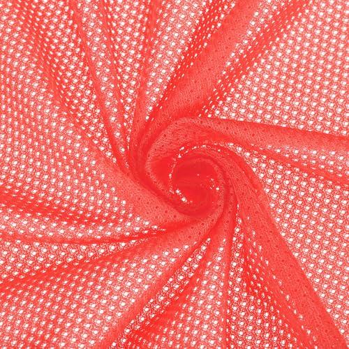 PATIKIL 62 Inch Wide Mesh Fabric Slightly Stretchy, Polyester Micro Mesh Jersey Fabric for Sewing Backpack Pocket and Straps, Netting Clothes, Shopping Bags, Coral Red 2 Yard