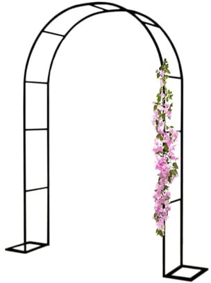 Garden Arch Metal Frame, Weather-Resistant Steel Arbour, Climbing Plant Support, Outdoor Rose Archway, Ceremony Wedding Decoration(Black,W120xH220cm)