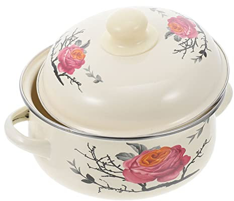 ULTECHNOVO Pentola da Zuppa Smalto da Resistente Calore Cottura su Piano Cottura Gas Facile da Maneggiare con Doppie Maniglie Design