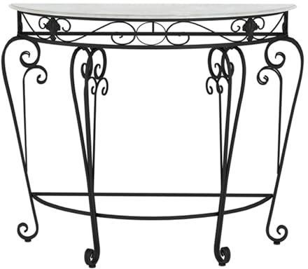 HOLGVE Tavolo Consolle, Tavolo da Ingresso a Mezzaluna, Tavolino da Divano, Consolle Ingresso, Tavolino da Ingresso con Gambe a Ricciolo in Metallo(Black,23.6inch/60cm)